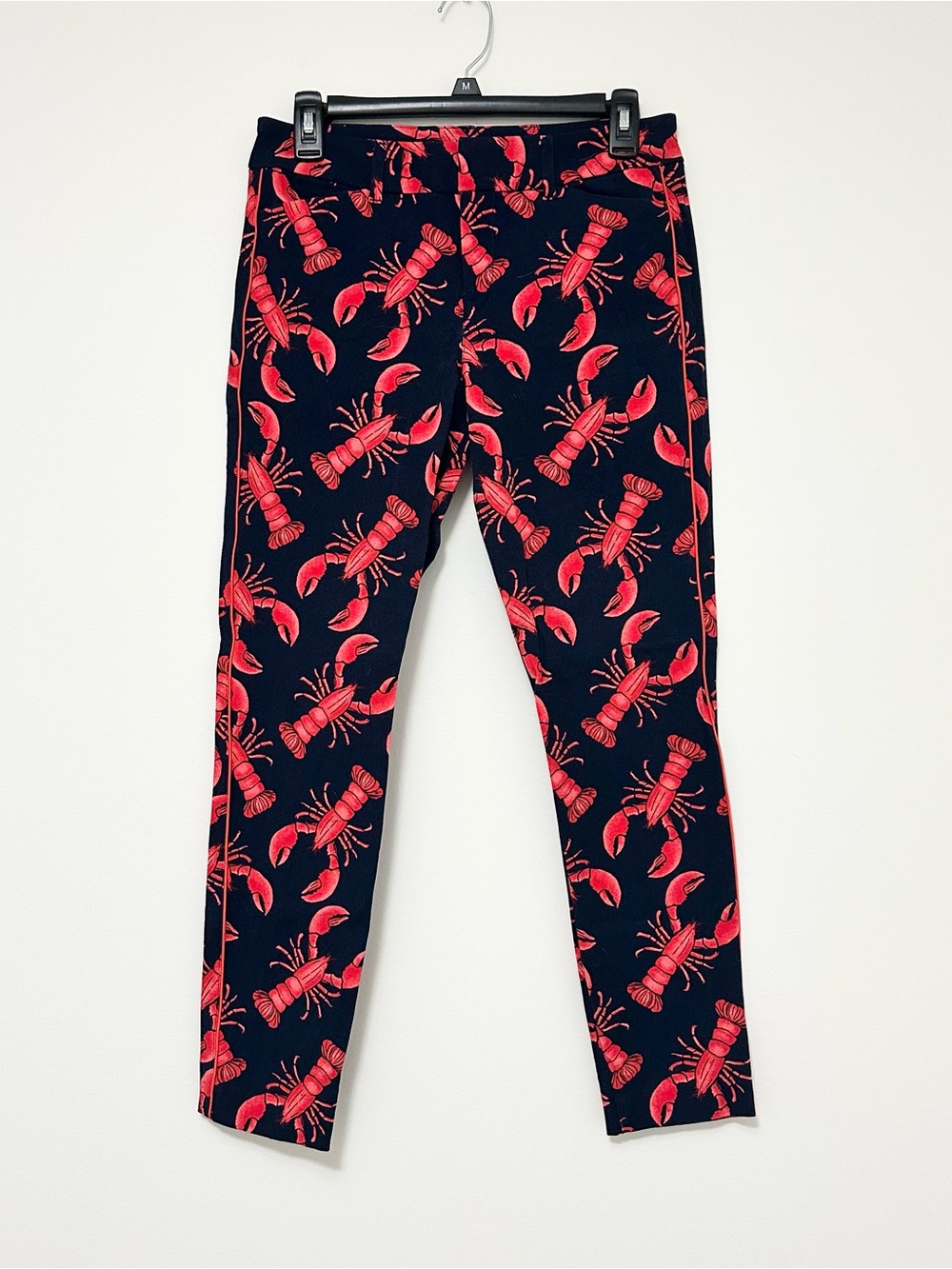 Old Navy Pixie Ankle Pant Big Lobster Print Navy Red Nautical Boston Maine SZ 4